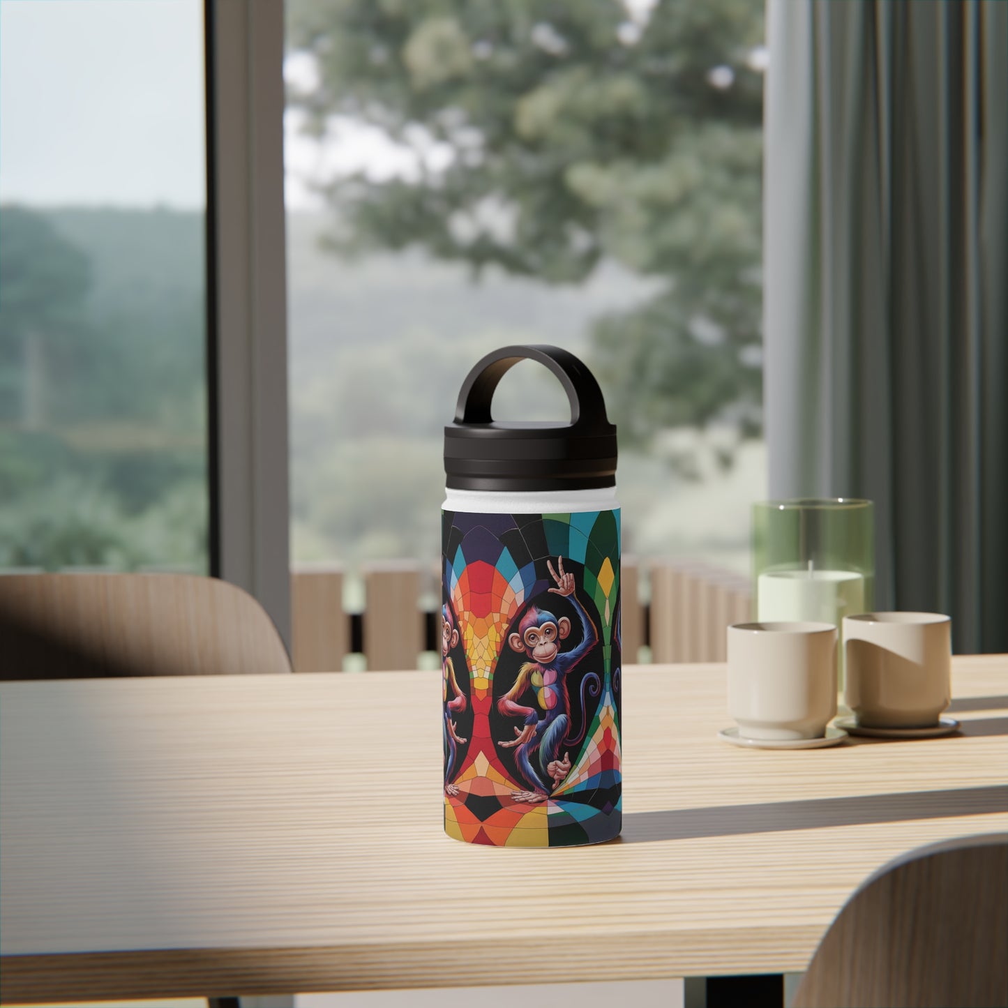 Prismatic Primate Peace | Stainless Steel Water Bottle Handle Lid (Small/Medium)