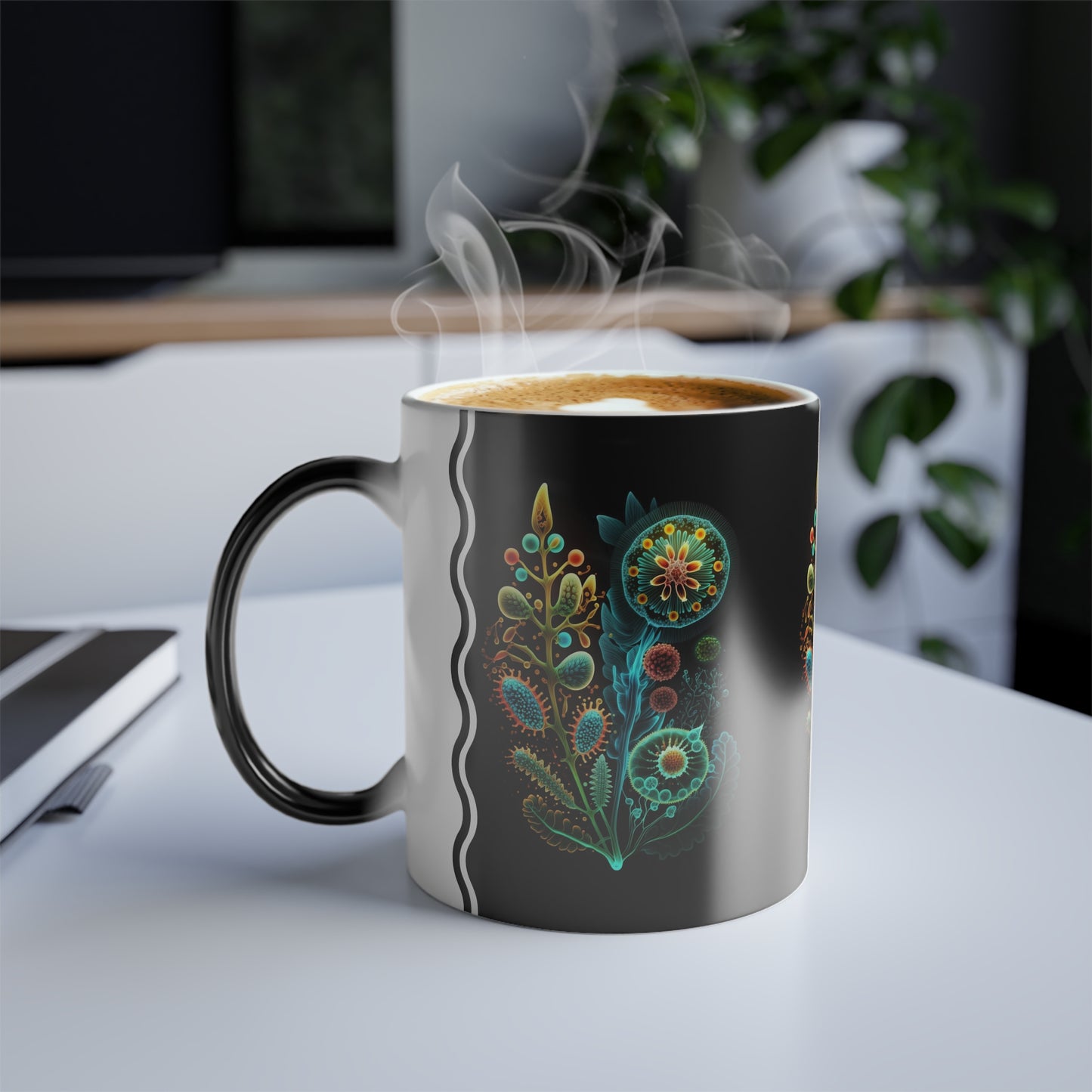 Neon Floral Amoeba 3, Magic Mug (Small)