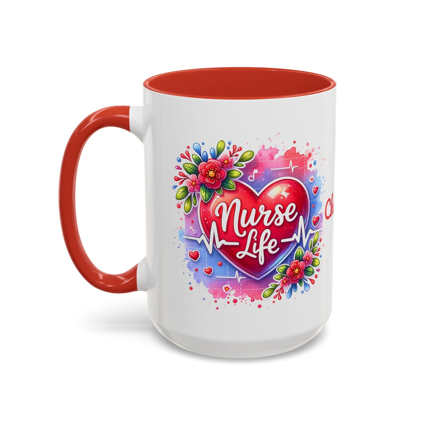 Nurse Life · Personalize It! Your Name | Accent Mug (Medium) (Red)