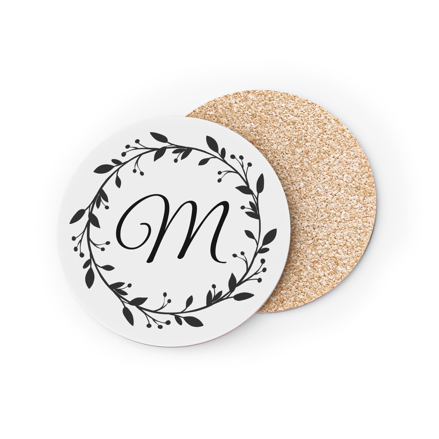 Family Name Wreath Monogram: Personalize It! Family Name Monogram | Coasters (Round)