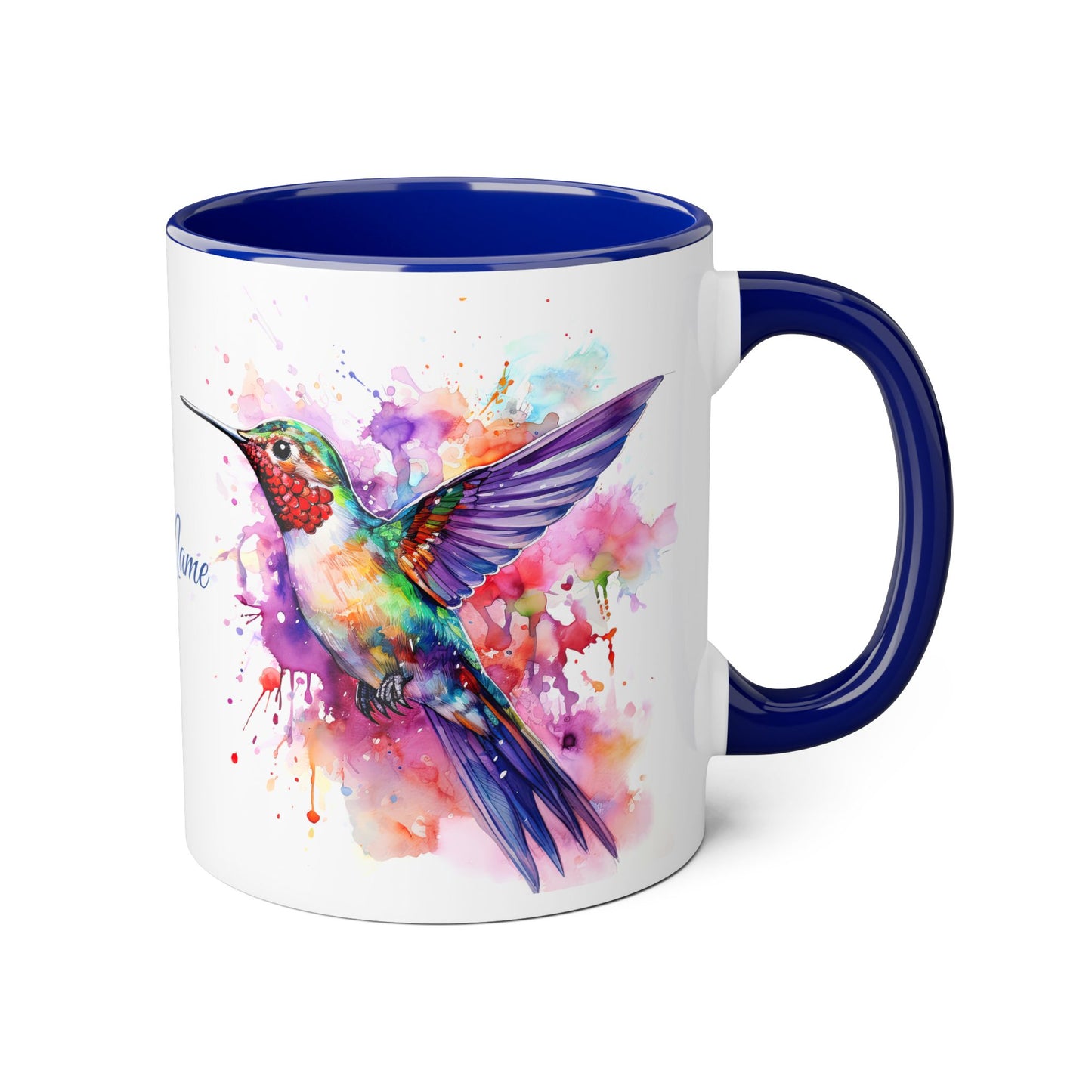 Hummingbird · Personalize It! Your Name | Accent Mug (Small) (Black/Blue/Light Green/Pink/Red/Yellow).