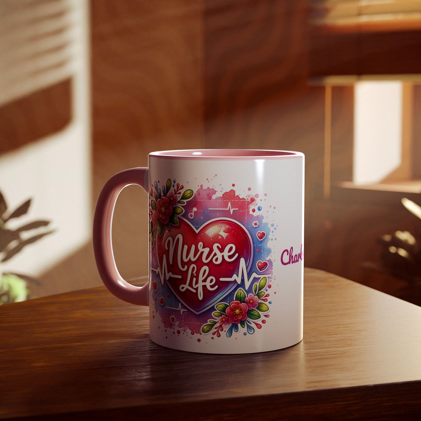 Nurse Life · Personalize It! Your Name | Accent Mug (Small) (Black/Blue/Light Green/Pink/Red/Yellow).