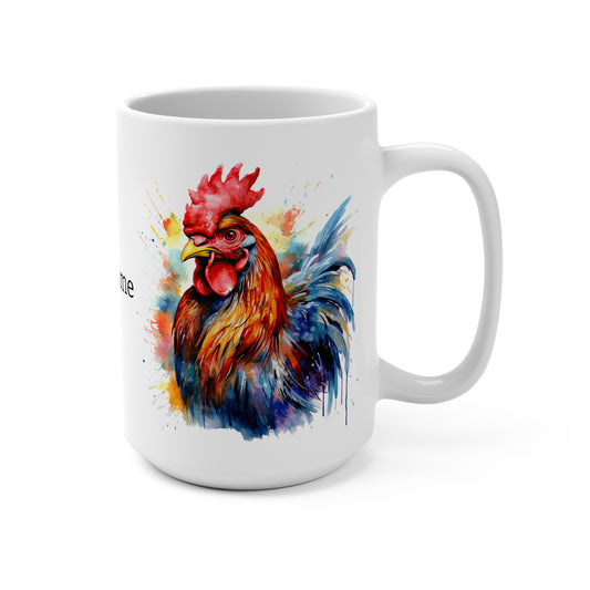 Majestic Rooster: Personalize It! Your Name and Font | Ceramic Mug (Medium) 🇺🇸