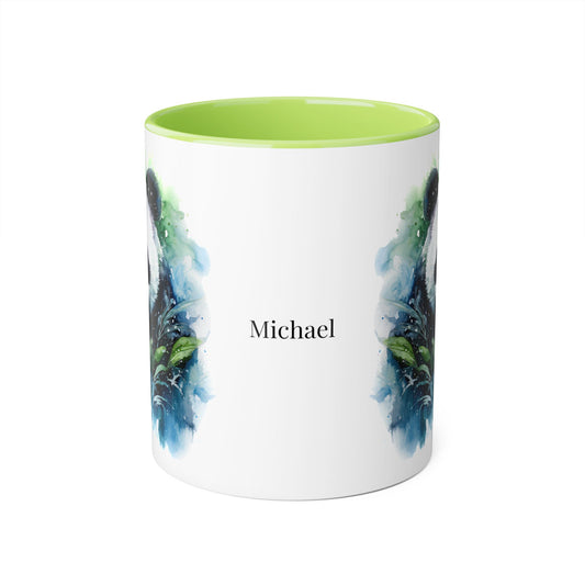 Panda Bear: Personalize It! - Your Name, Your Font | Accent Mug (Small) (Black/Light Green)