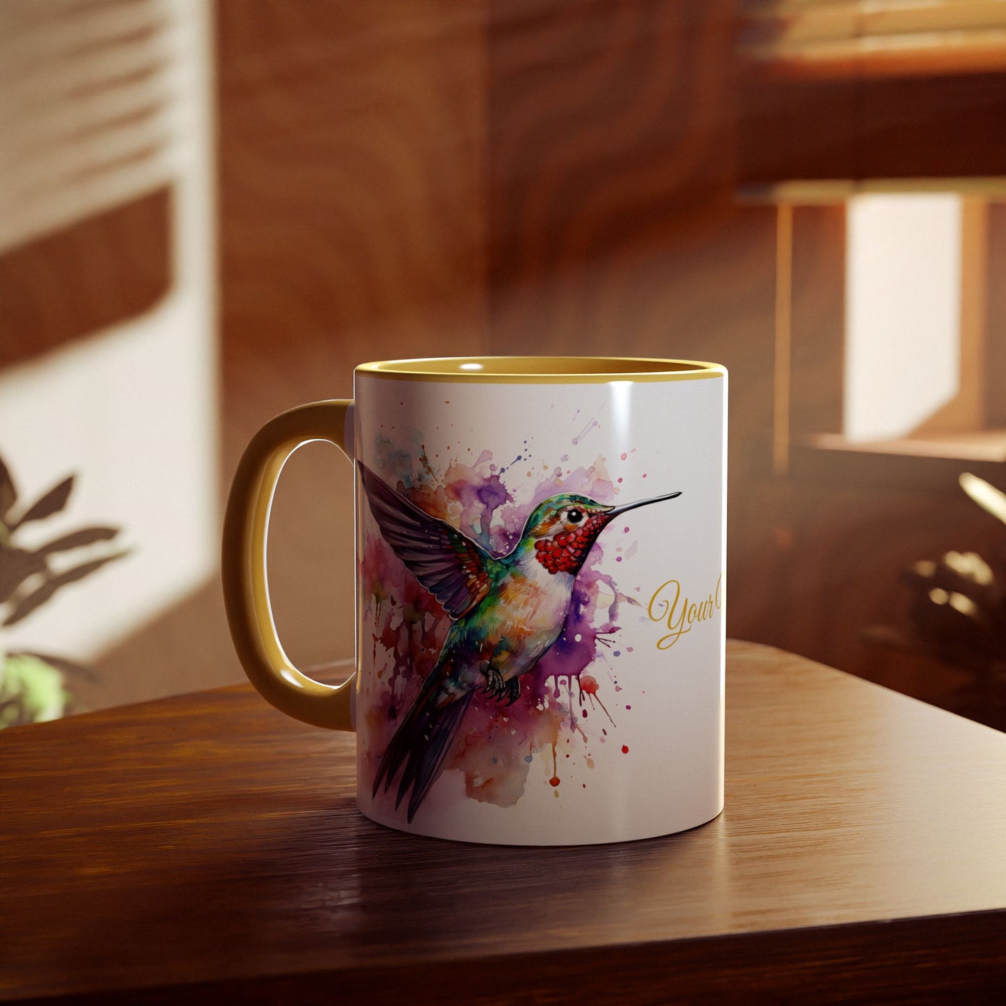 Hummingbird · Personalize It! With Your Name | Accent Mug (Small) (Black/Blue/Light Green/Pink/Red/Yellow).