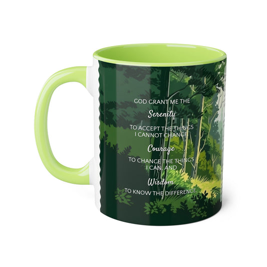 Green Forest, The Serenity Prayer, 2 Year Calendar 2024 to 2025, Accent Mug (Small) (Light Green)