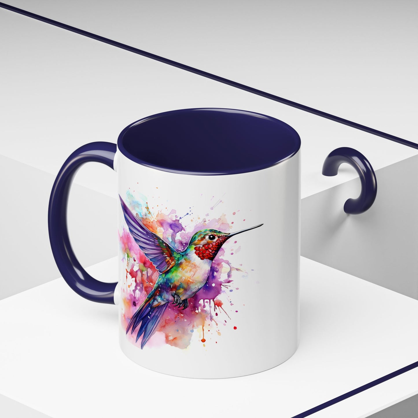 Hummingbird · Personalize It! With Your Name | Accent Mug (Small/Medium) (Black, Light Blue, Navy, Orange, Pink, Purple, Red, Yellow)