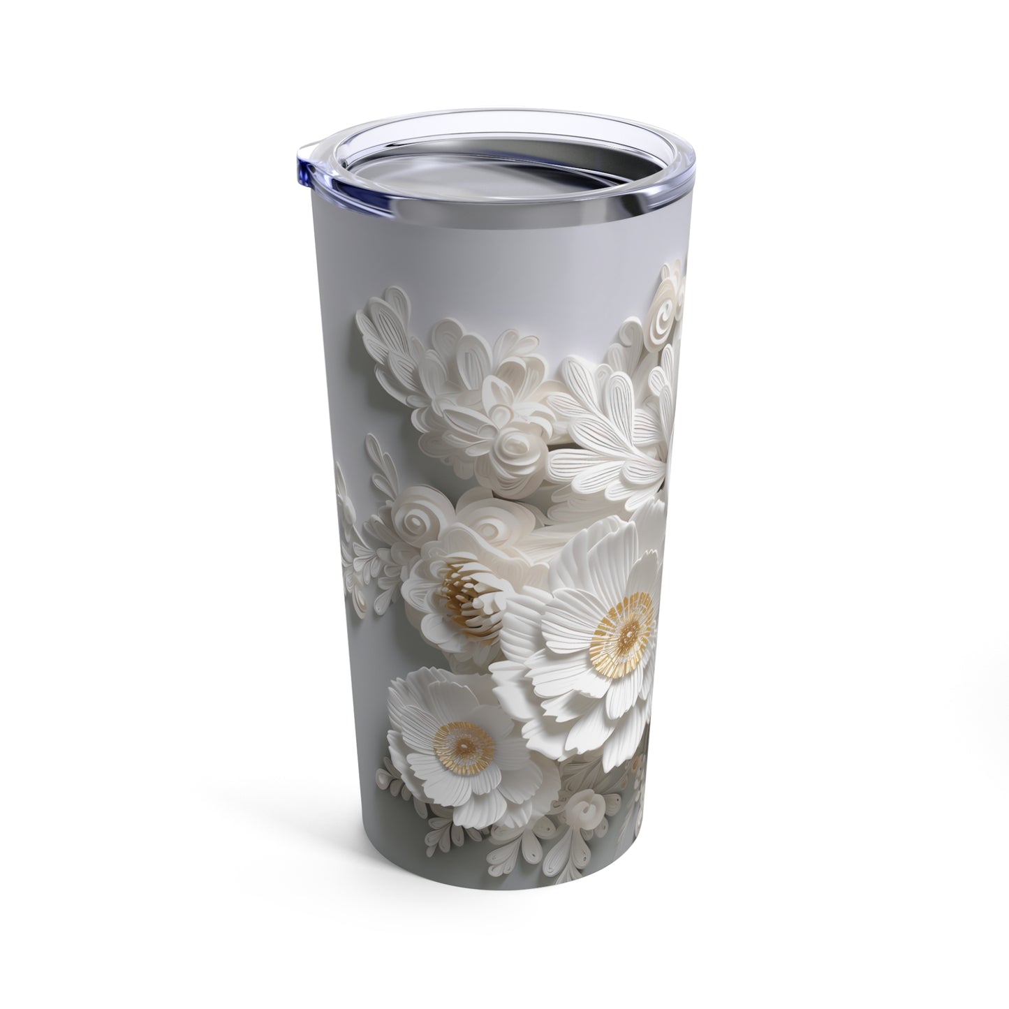 3D White Flowers | Tumbler