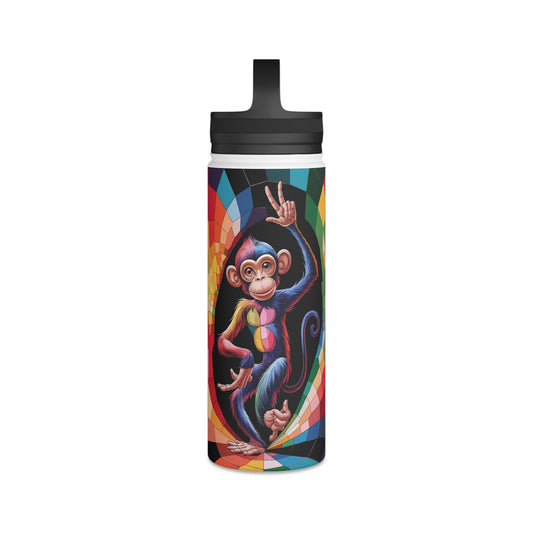 Prismatic Primate Peace | Stainless Steel Water Bottle Handle Lid (Small/Medium)