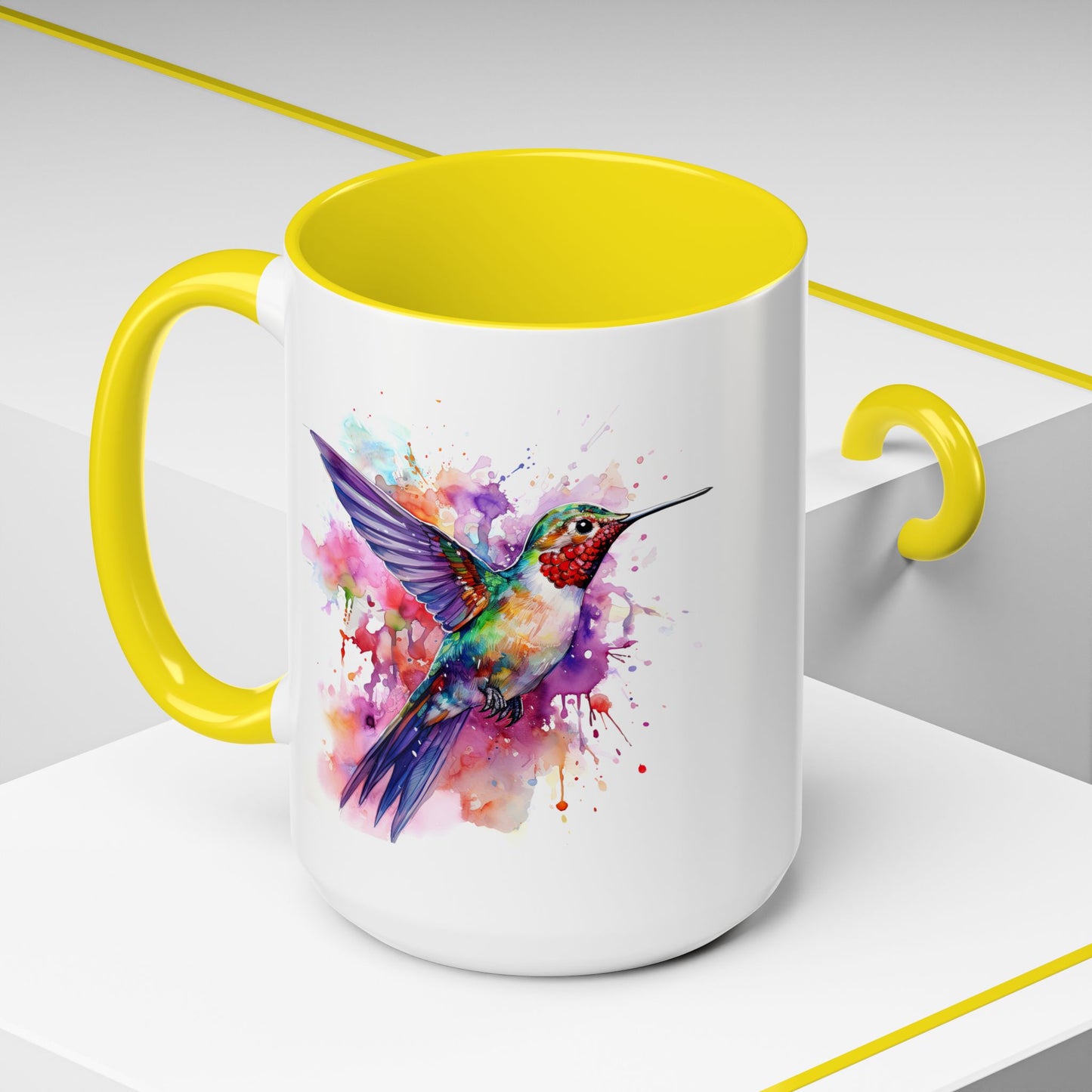 Hummingbird · Personalize It! With Your Name | Accent Mug (Small/Medium) (Black, Light Blue, Navy, Orange, Pink, Purple, Red, Yellow)