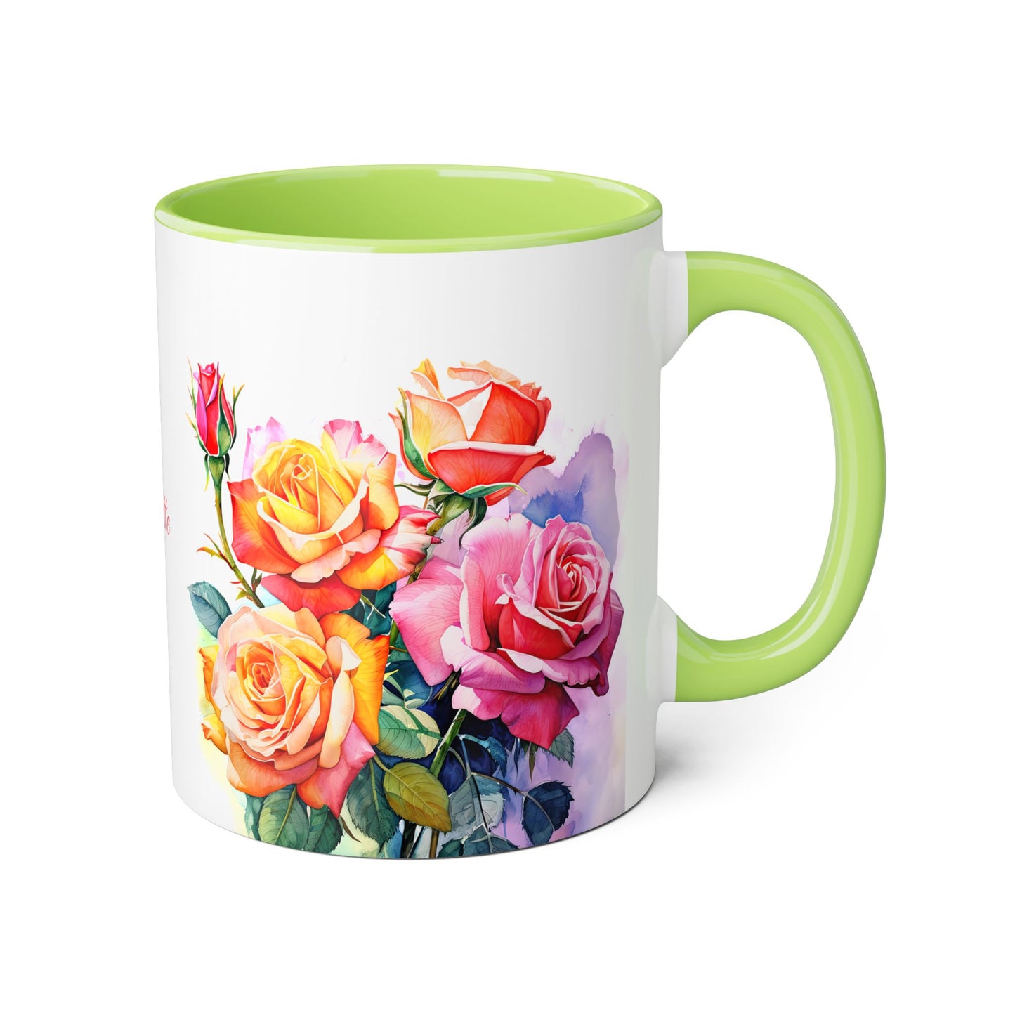 Roses Pink and Yellow: Personalize It! Your Name in Your Font Color | Accent Mug (Small)