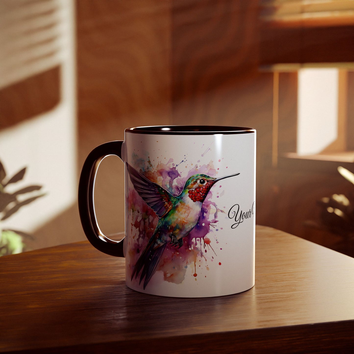 Hummingbird · Personalize It! Your Name | Accent Mug (Small) (Black/Blue/Light Green/Pink/Red/Yellow).