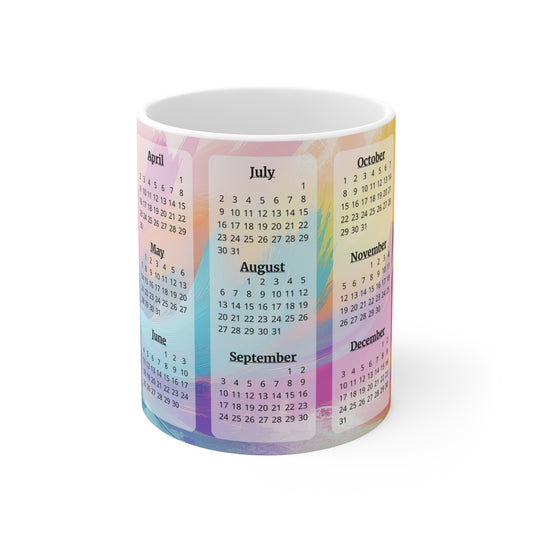 Palette of Pinks and Pastels, 15 Year Calendar 2023 to 2037, Ceramic Mug (Small)