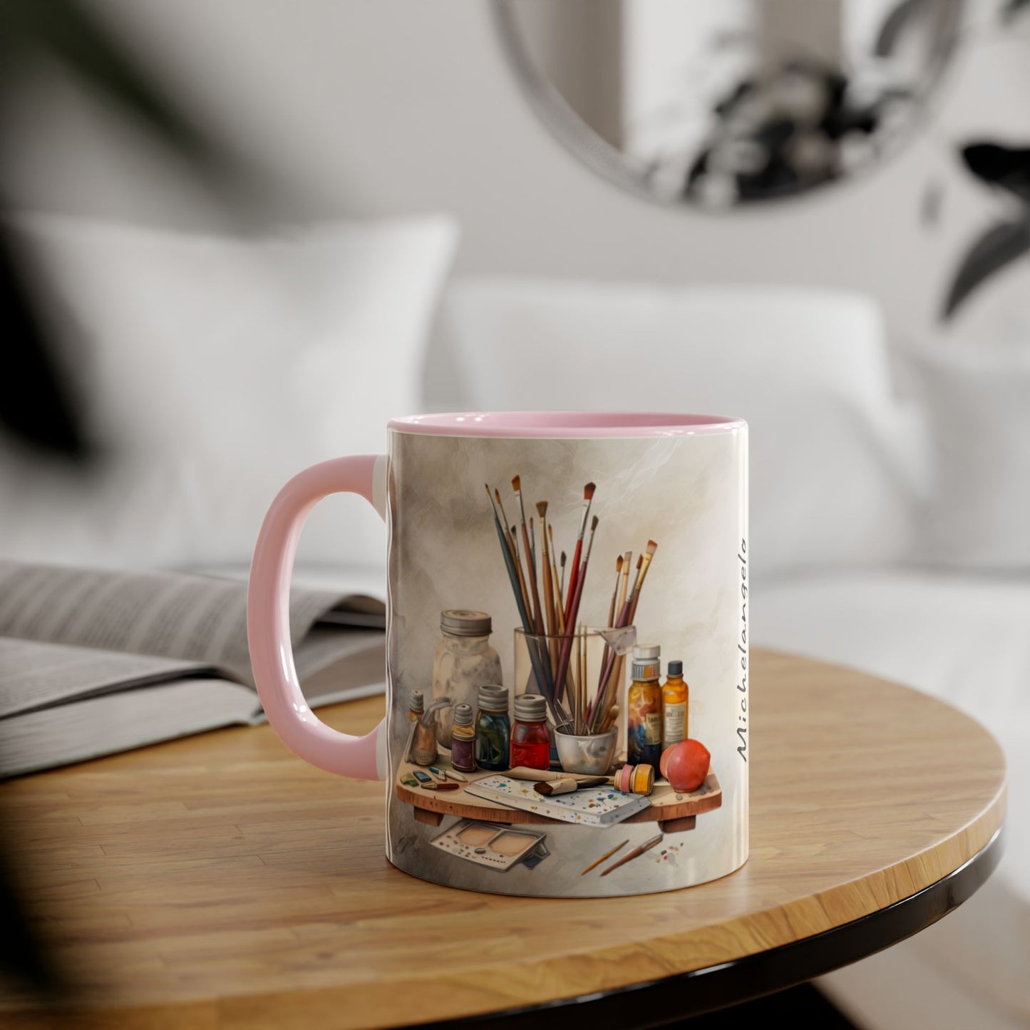 Artist's Painting Tools · Personalize It! Your Name | Accent Mug (Small) (Black/Light Green/Pink/Navy Blue/Red/Yellow).