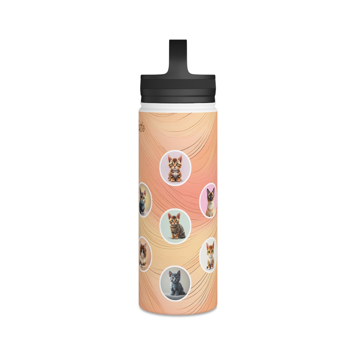 Catmosphere en Pêche: Personalize It! Your Name | Stainless Steel Water Bottle Handle Lid (Medium)