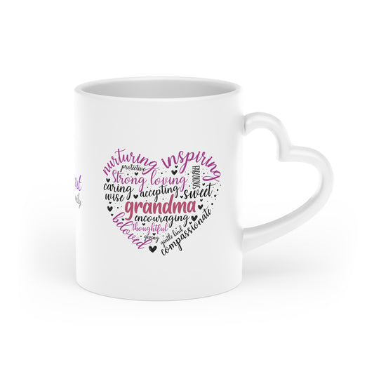 Grandma's Heart of Love | Heart-Shaped Mug·