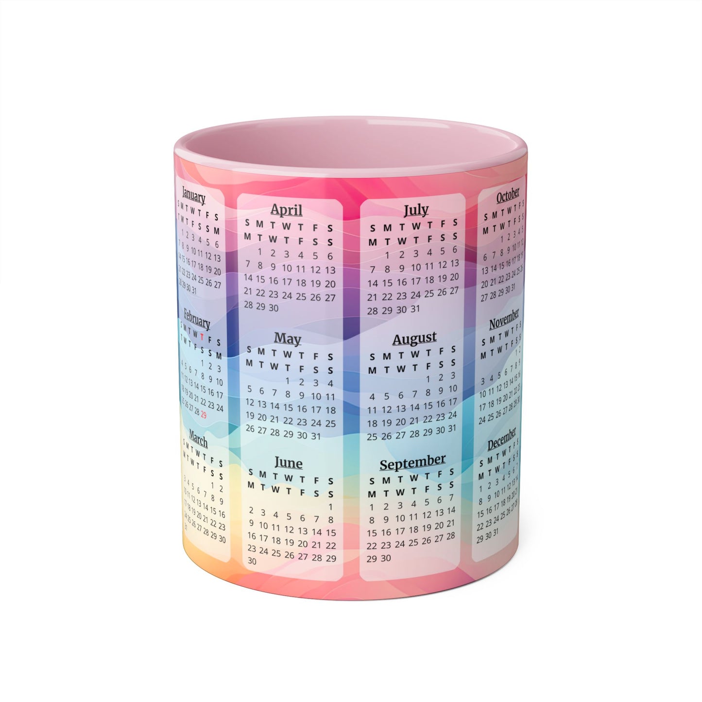 Colors of the Wind, 2 Year Calendar 2024 to 2025, Accent Mug (Small) (Pink/Red)