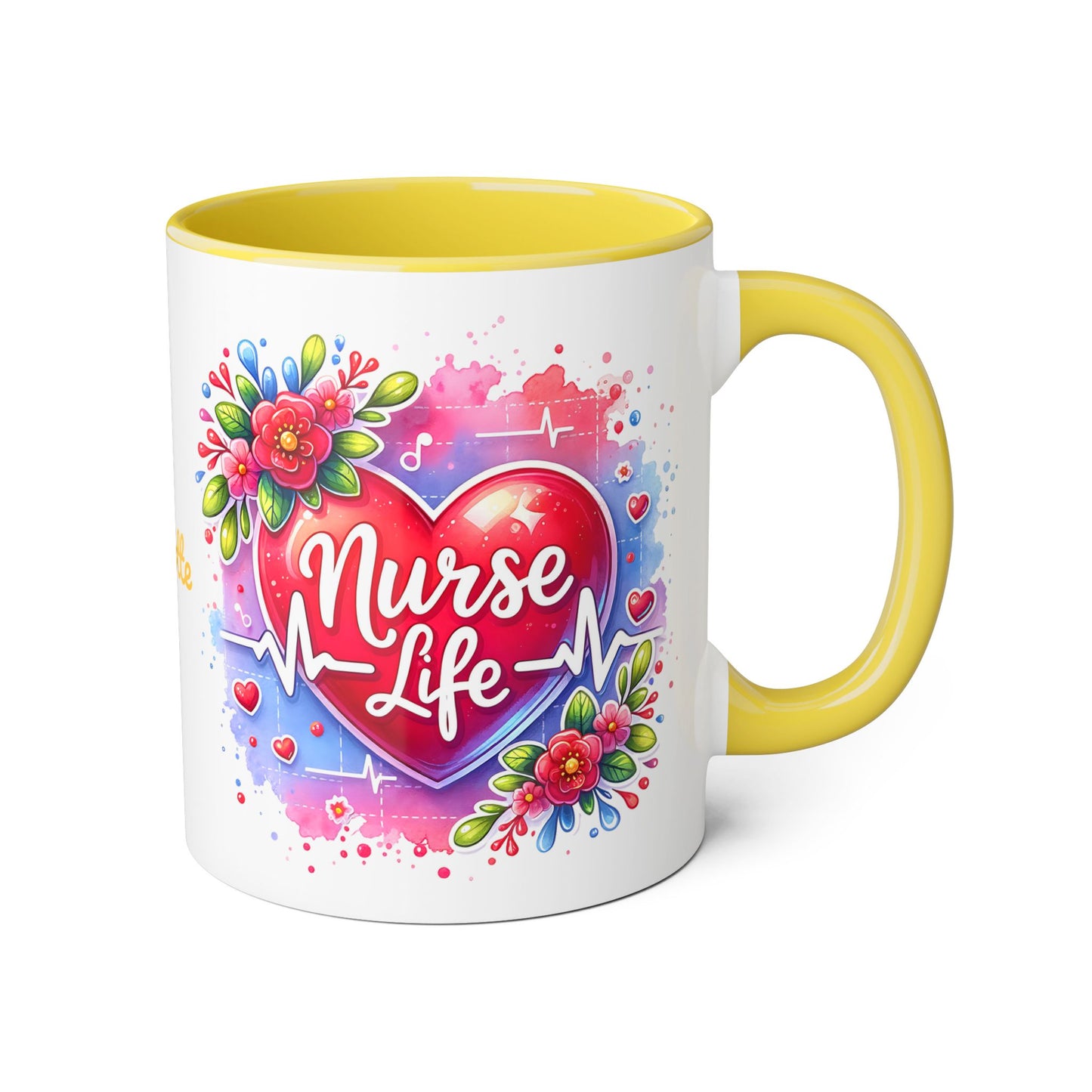 Nurse Life · Personalize It! Your Name | Accent Mug (Small) (Black/Blue/Light Green/Pink/Red/Yellow).