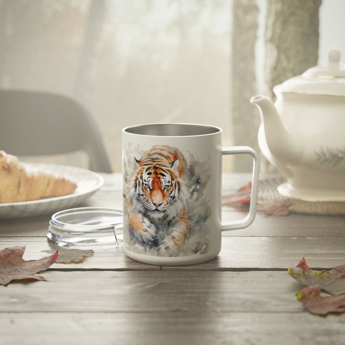 Twin Mystic Tigers: Personalize It! Your Name, Your Font | Insulated Coffee Mug