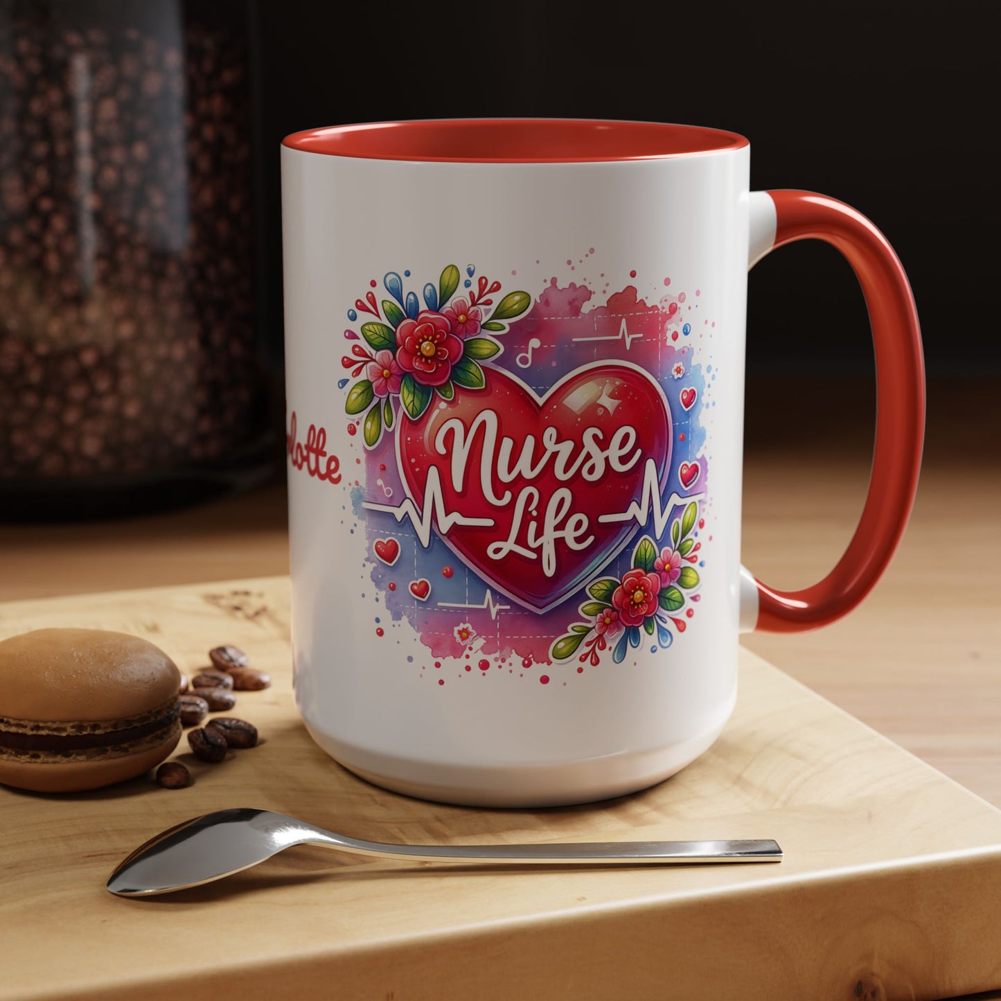 Nurse Life · Personalize It! Your Name | Accent Mug (Medium) (Red)