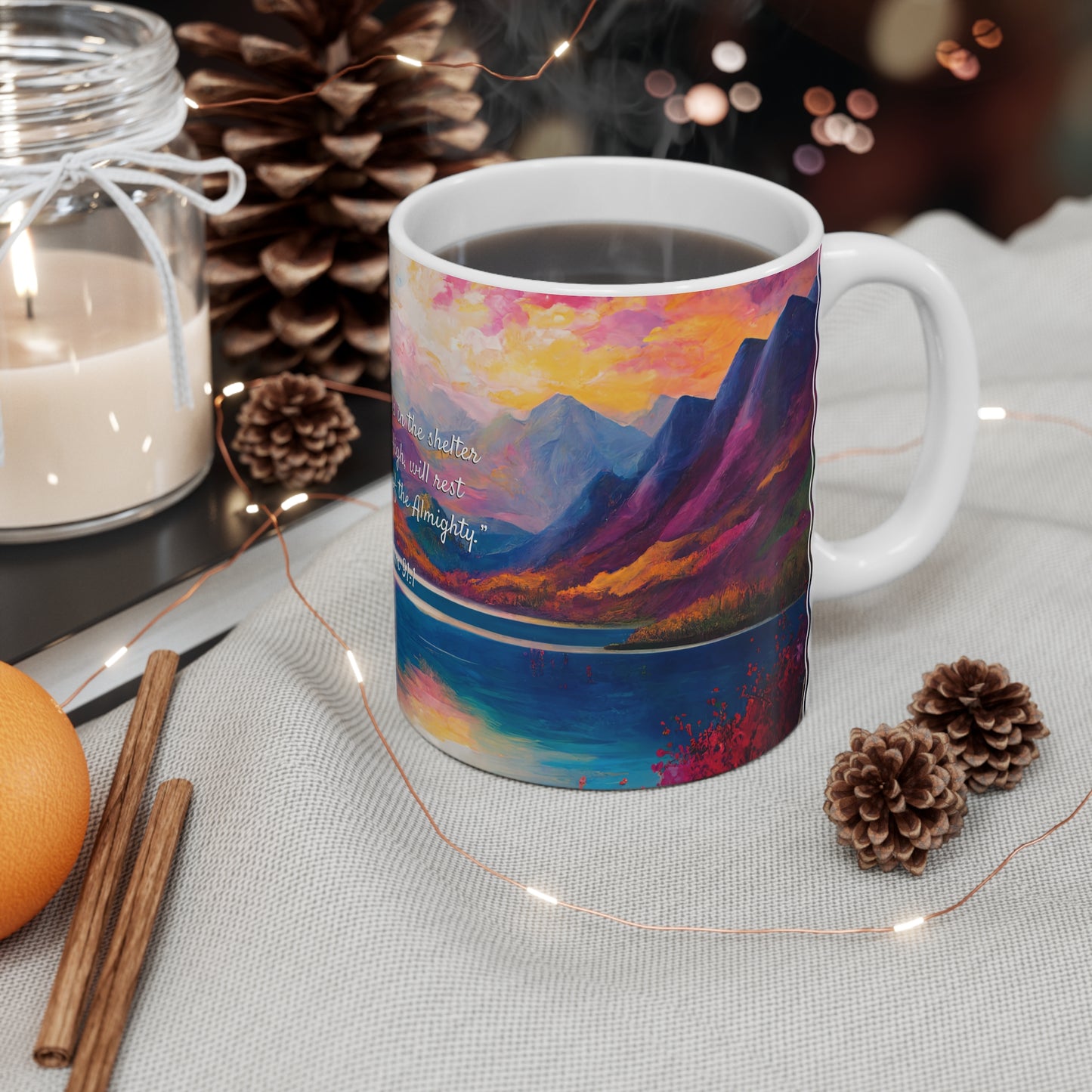 Autumn Lake · Psalm 91 | Ceramic Mug (Small)