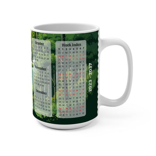 Green Forest · Calendar Mugs: 15-Year Calendar 2023 to 2037 | Ceramic Mug (Medium)