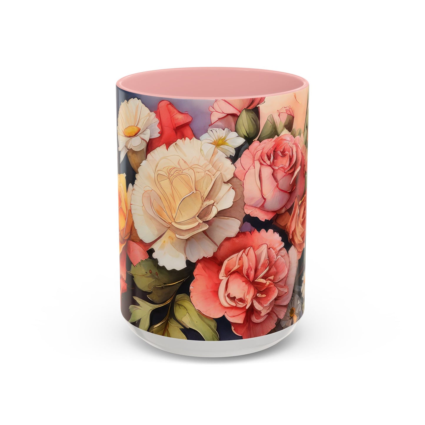 Carnation Cascade: Personalize It! Your Name, Your Font | Accent Mug (Medium) (Pink/Red)