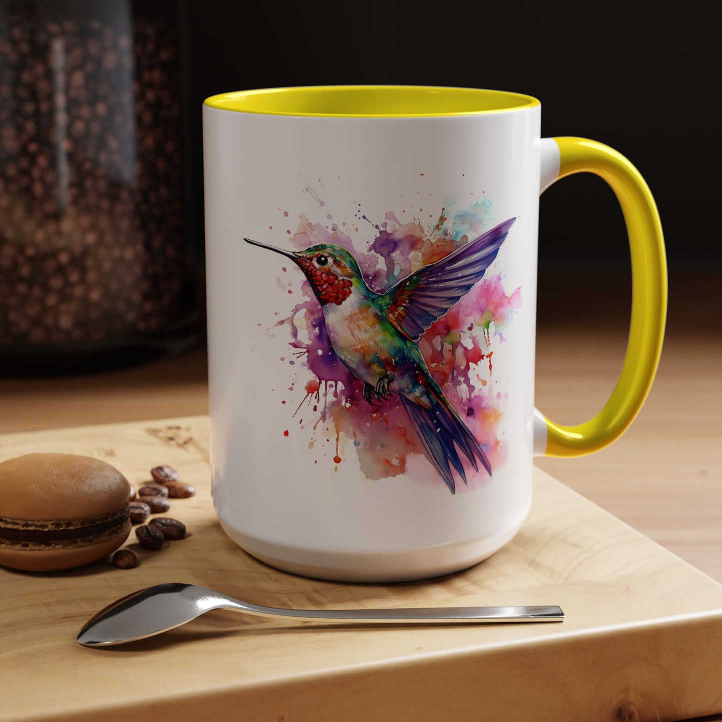 Hummingbird · Personalize It! With Your Name | Accent Mug (Small/Medium) (Black, Light Blue, Navy, Orange, Pink, Purple, Red, Yellow)