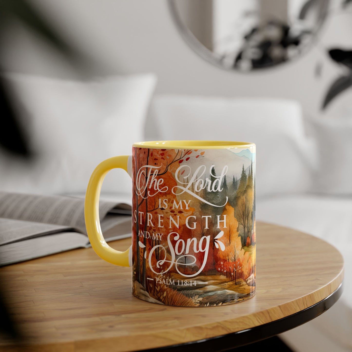 Autumn Passage: The Lord Is My Strength | Accent Mug (Small) (Red/Yellow).