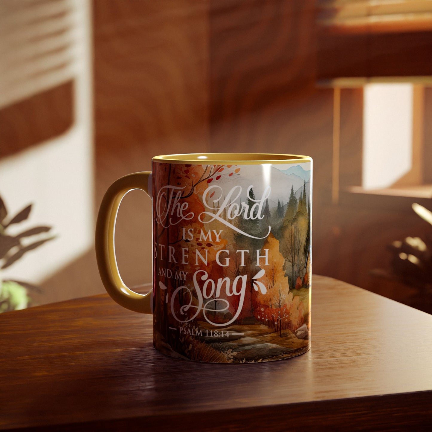 Autumn Passage: The Lord Is My Strength | Accent Mug (Small) (Red/Yellow).