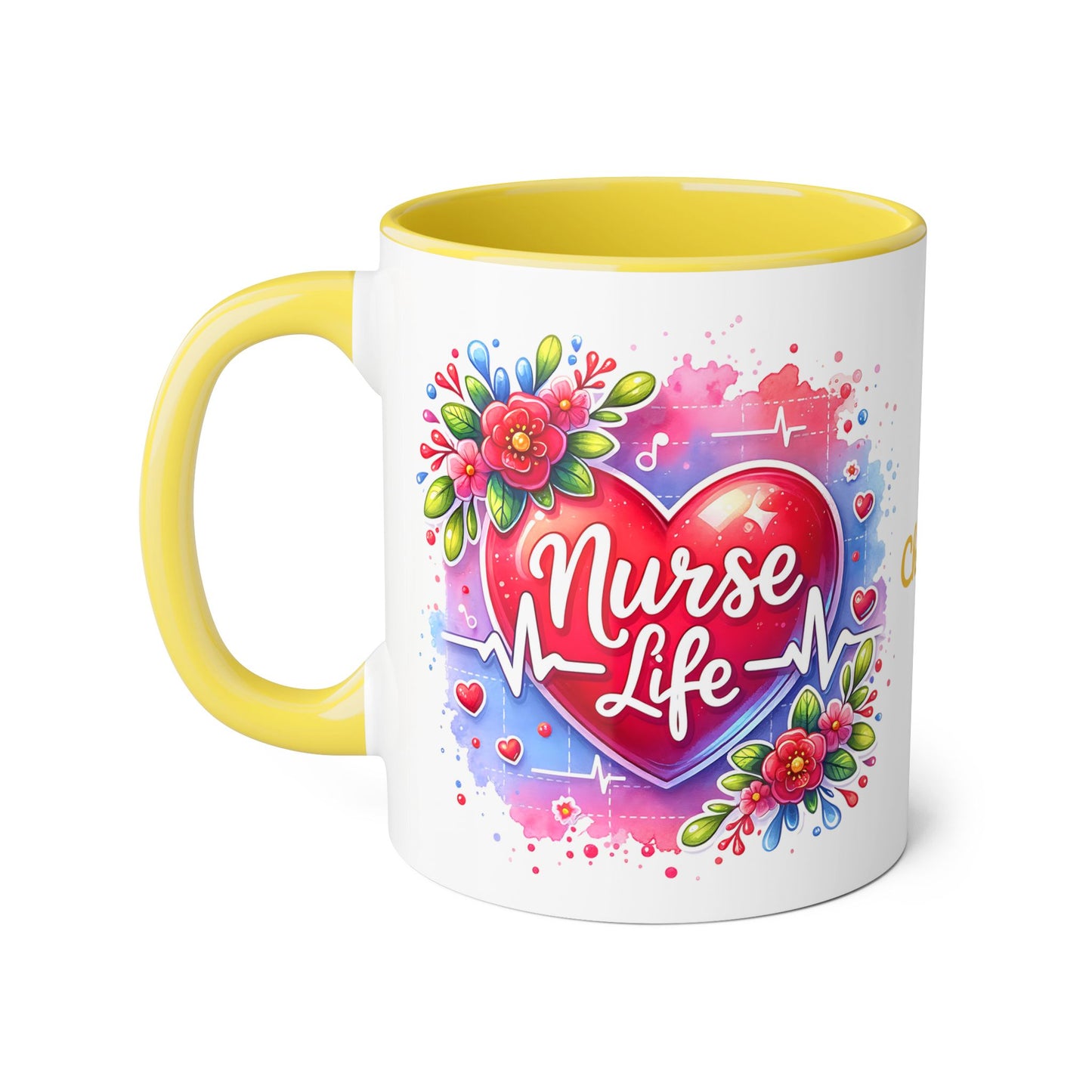 Nurse Life · Personalize It! Your Name | Accent Mug (Small) (Black/Blue/Light Green/Pink/Red/Yellow).