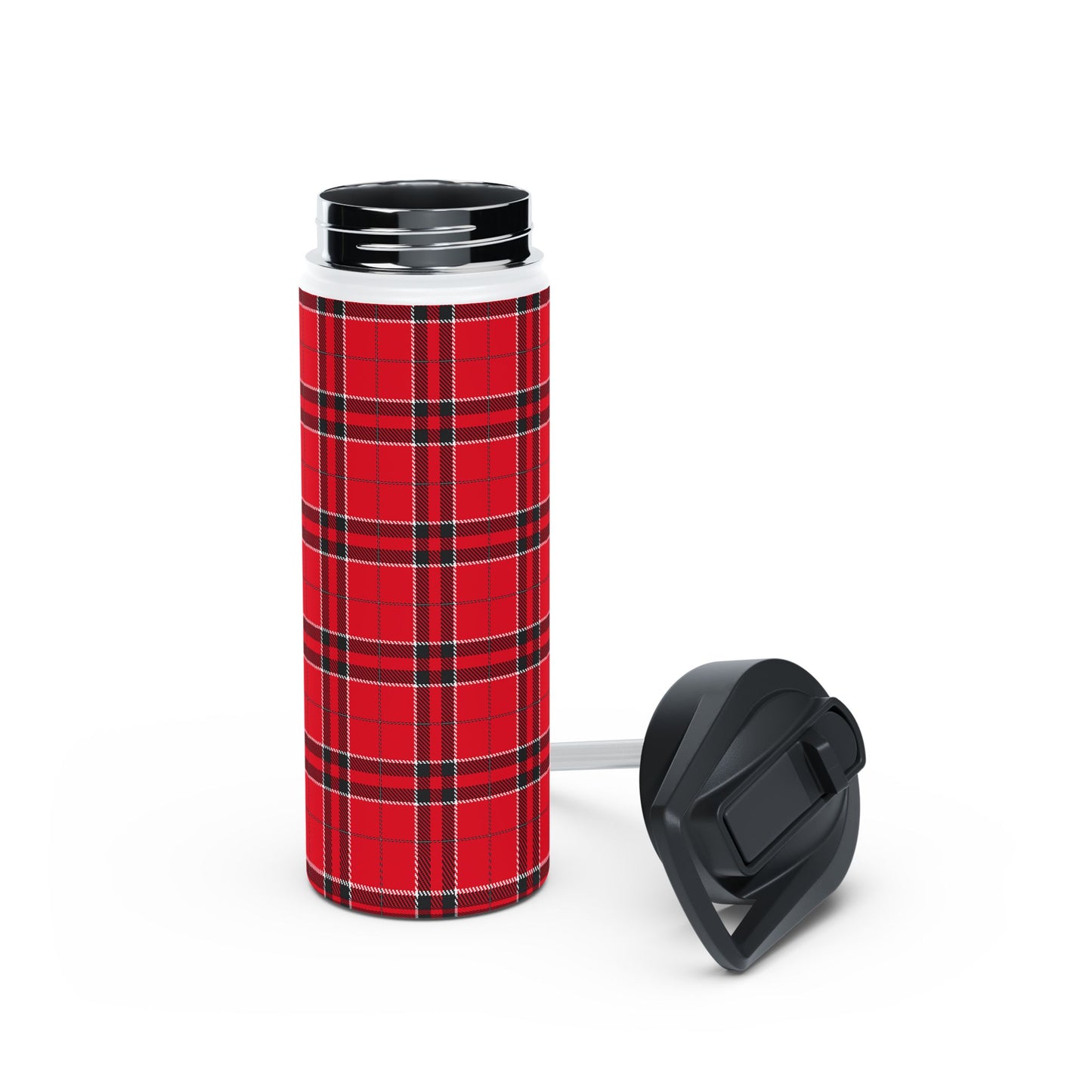 Red and Black Tartan Plaid | Stainless Steel Water Bottle Standard Lid (Small/Medium)