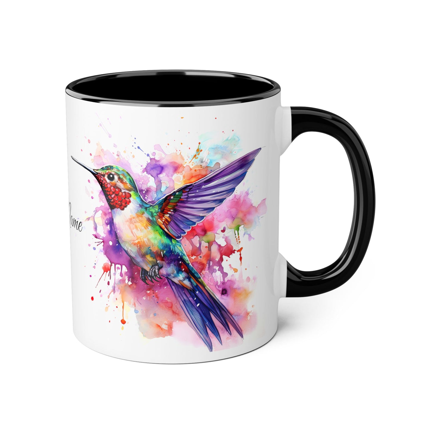 Hummingbird · Personalize It! With Your Name | Accent Mug (Small) (Black/Blue/Light Green/Pink/Red/Yellow).