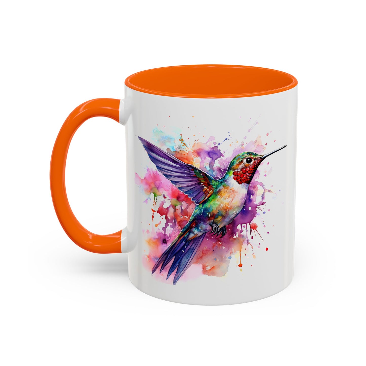 Hummingbird · Personalize It! With Your Name | Accent Mug (Small/Medium) (Black, Light Blue, Navy, Orange, Pink, Purple, Red, Yellow)