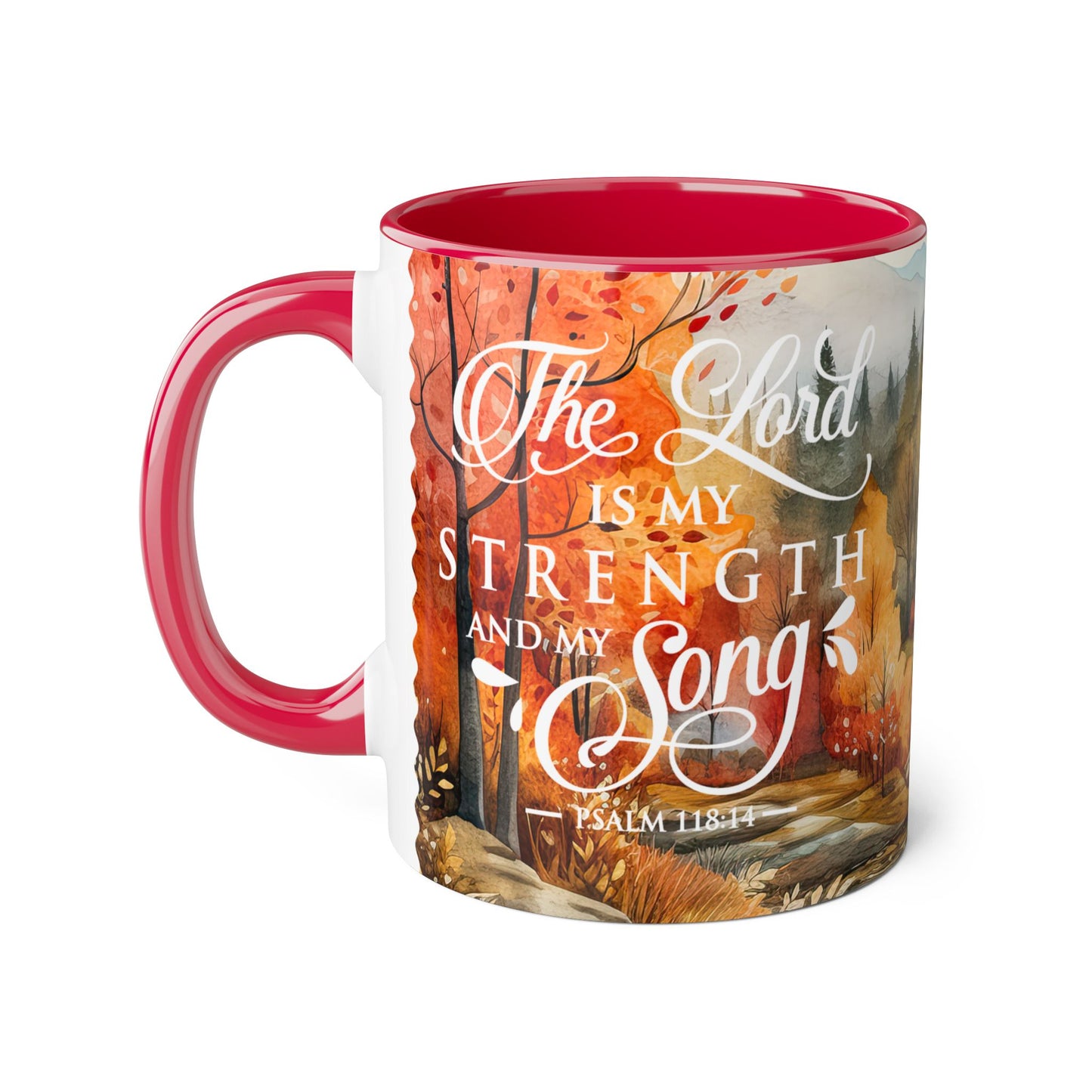 Autumn Passage: The Lord Is My Strength | Accent Mug (Small) (Red/Yellow).