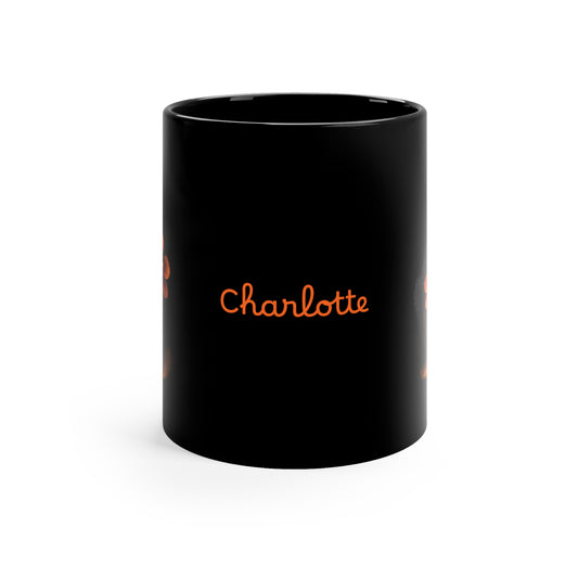 Orange Flowers in Pixie Dust: Personalize It! Your Name Your Font | Black Mug (Small)