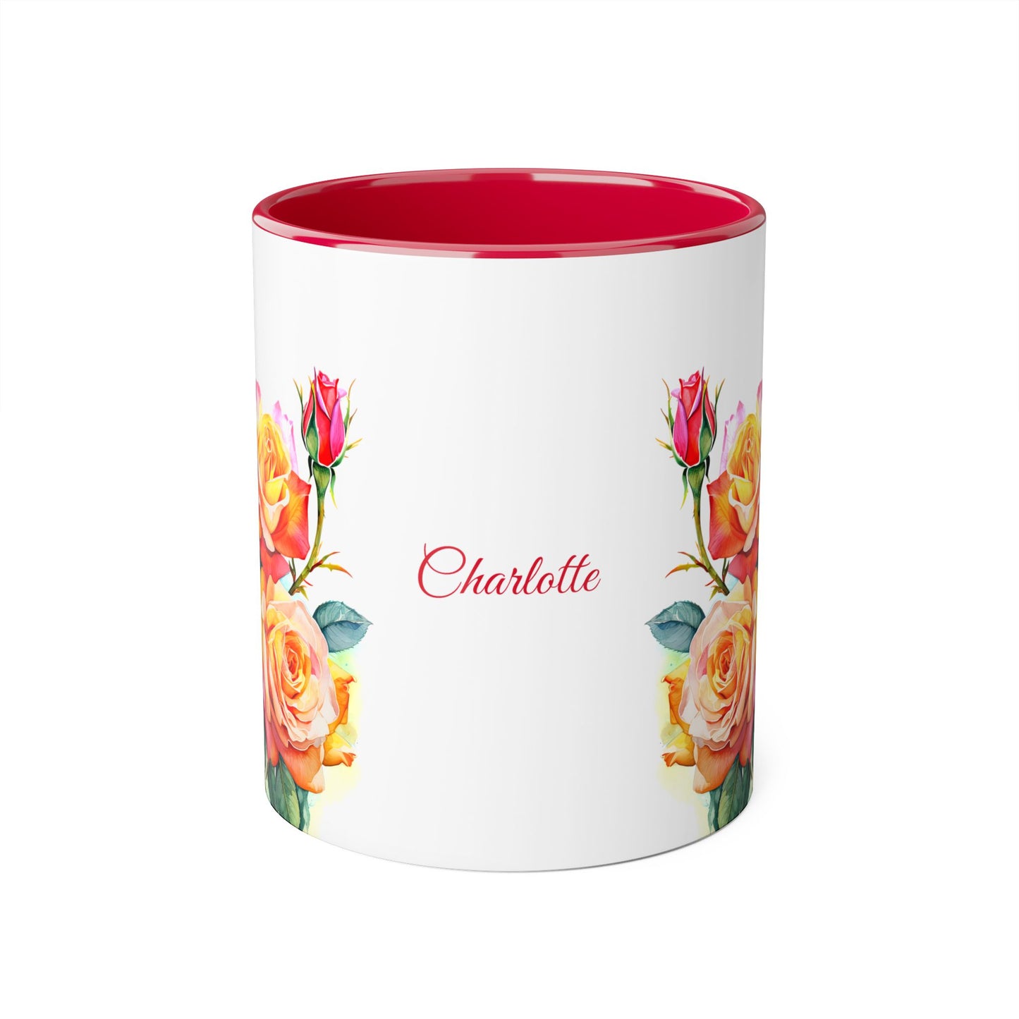 Roses Pink and Yellow: Personalize It! Your Name in Your Font Color | Accent Mug (Small)