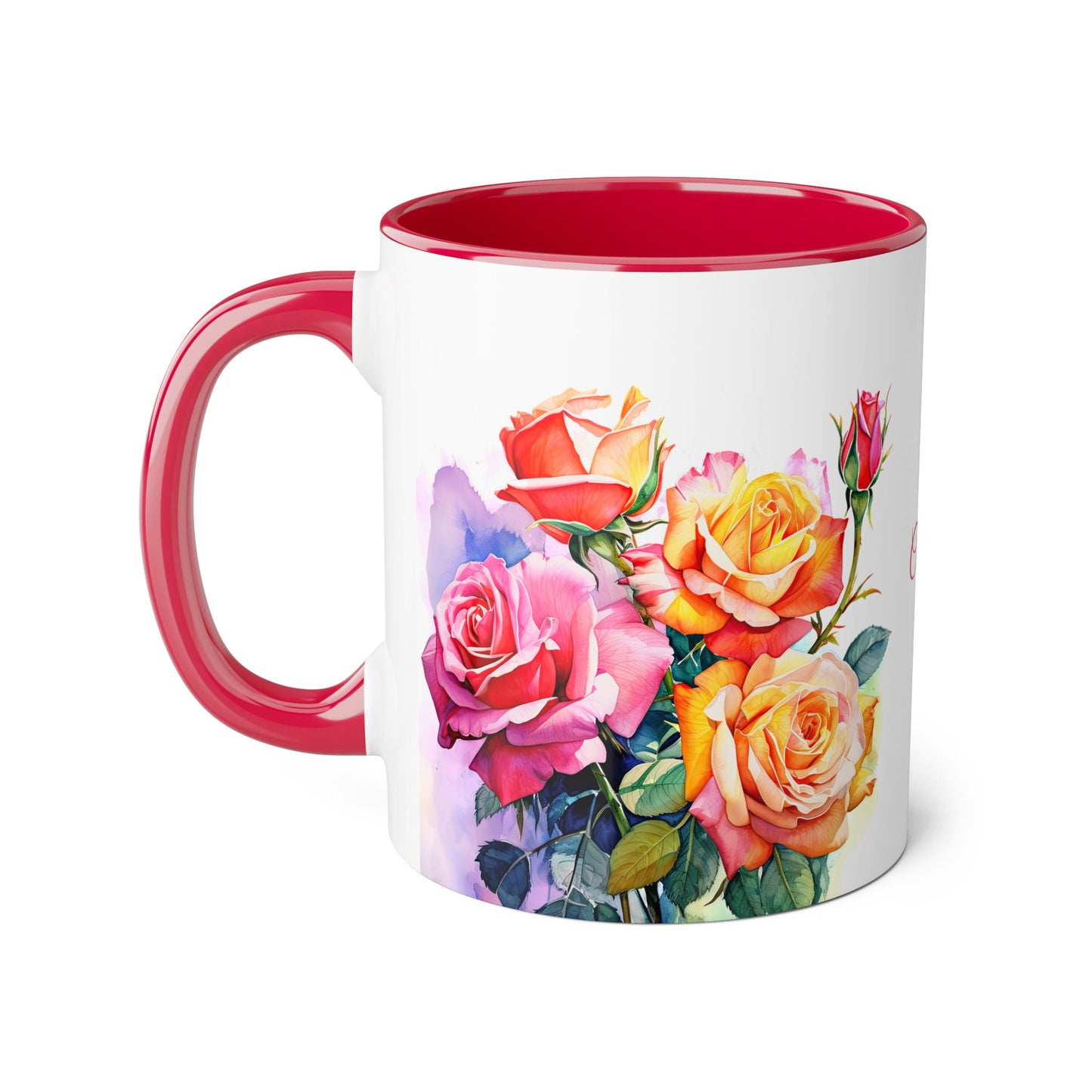 Roses Pink and Yellow: Personalize It! Your Name in Your Font Color | Accent Mug (Small)