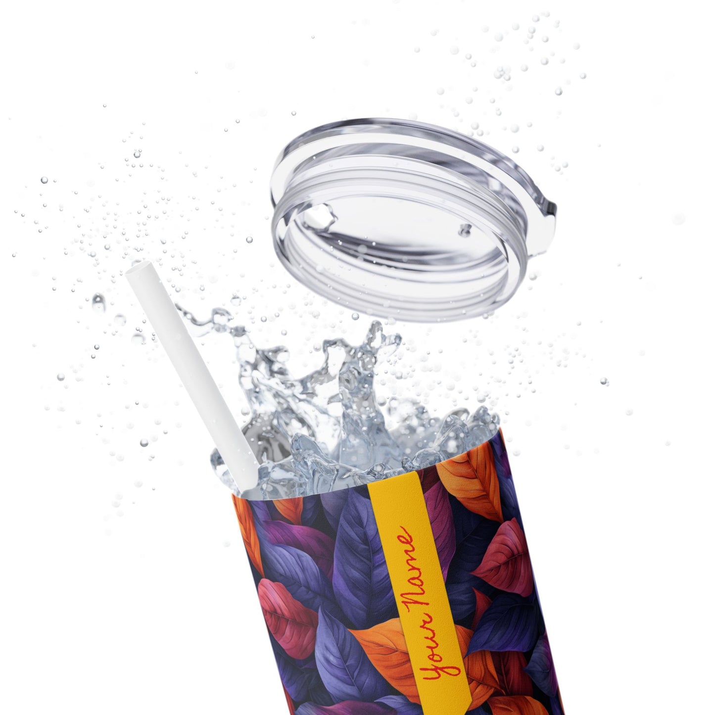 Folia Purpura · Personalize It! Your Name and Font | Skinny Tumbler with Straw (Glossy) (White) / (Matte) (Black)