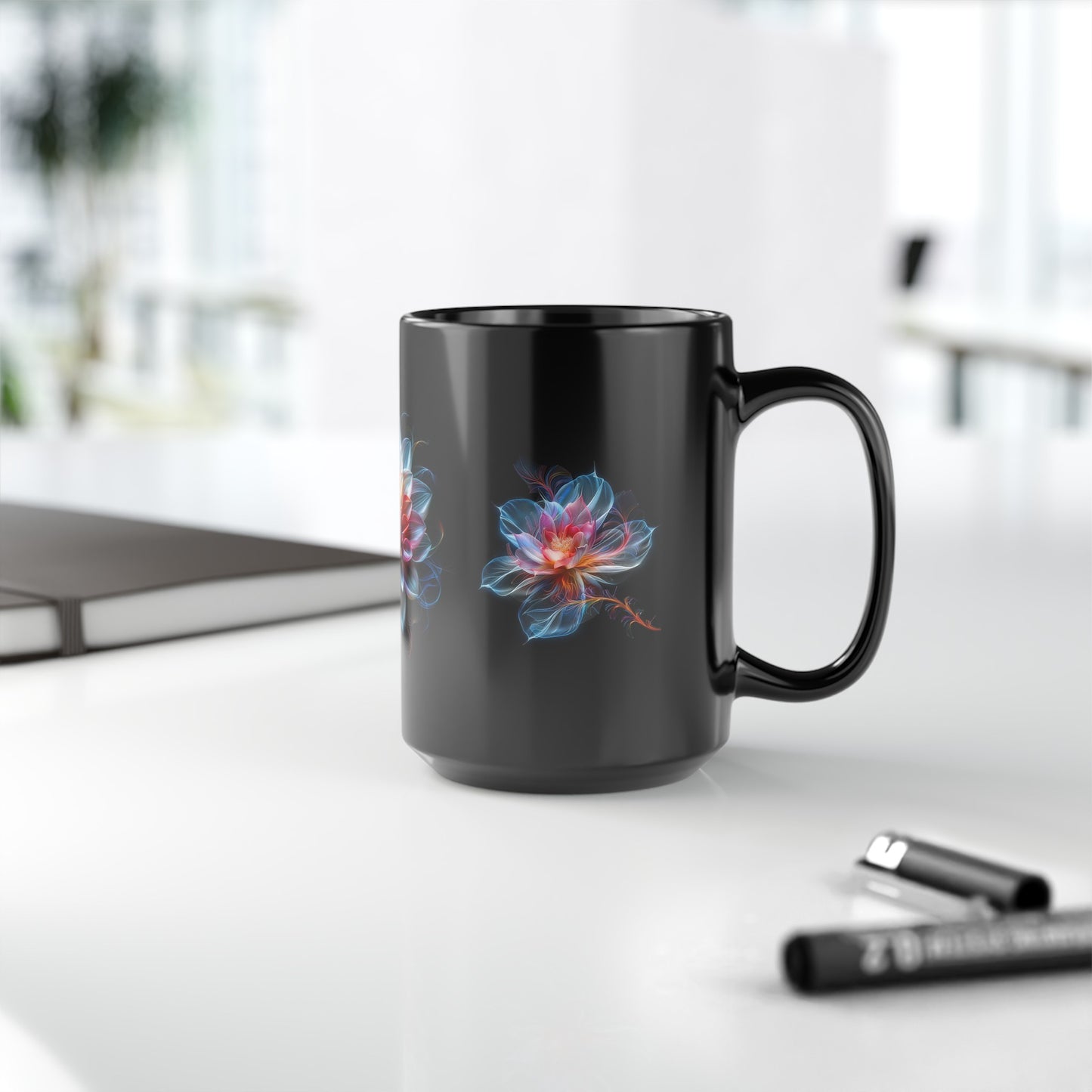 Flor de Seda, Black Mug (Medium)