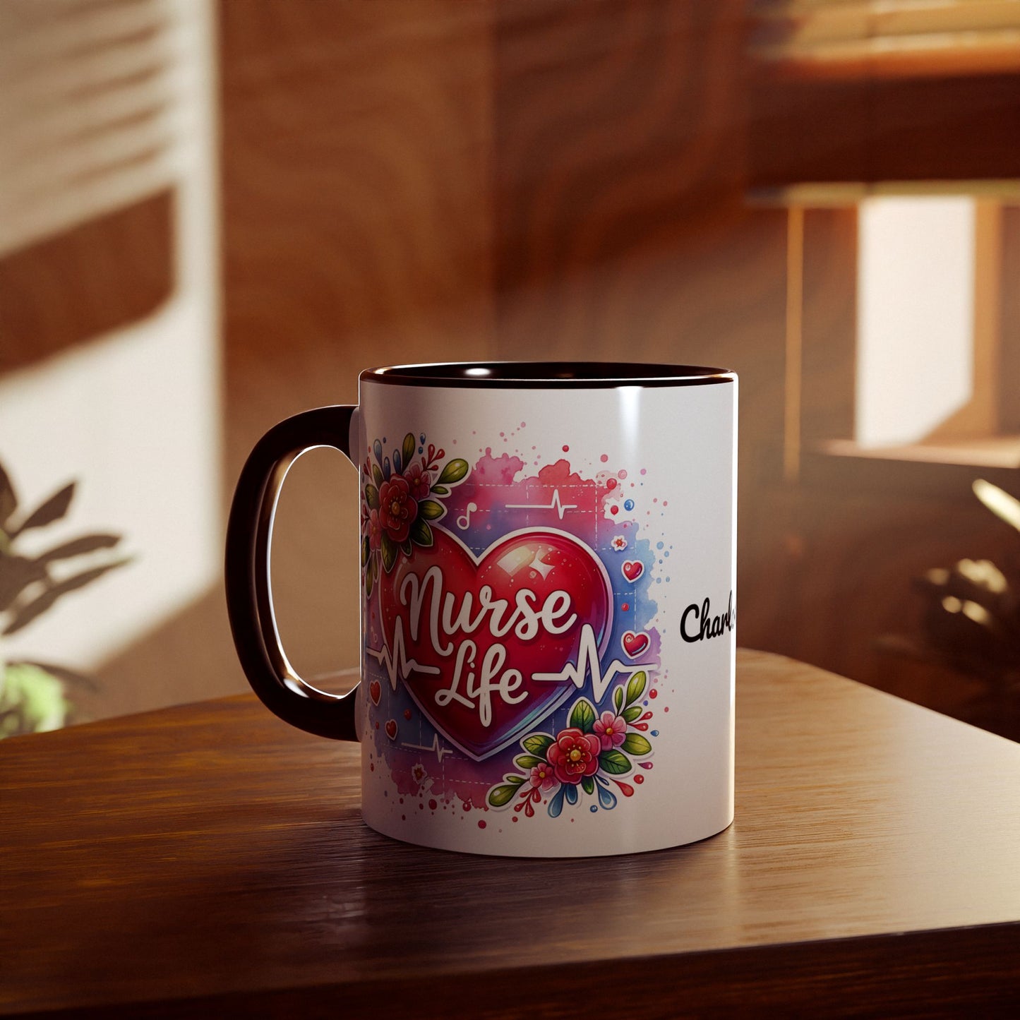 Nurse Life: Personalize It! Your Name | Accent Mug (Small) (Black/Blue/Light Green/Pink/Red/Yellow)