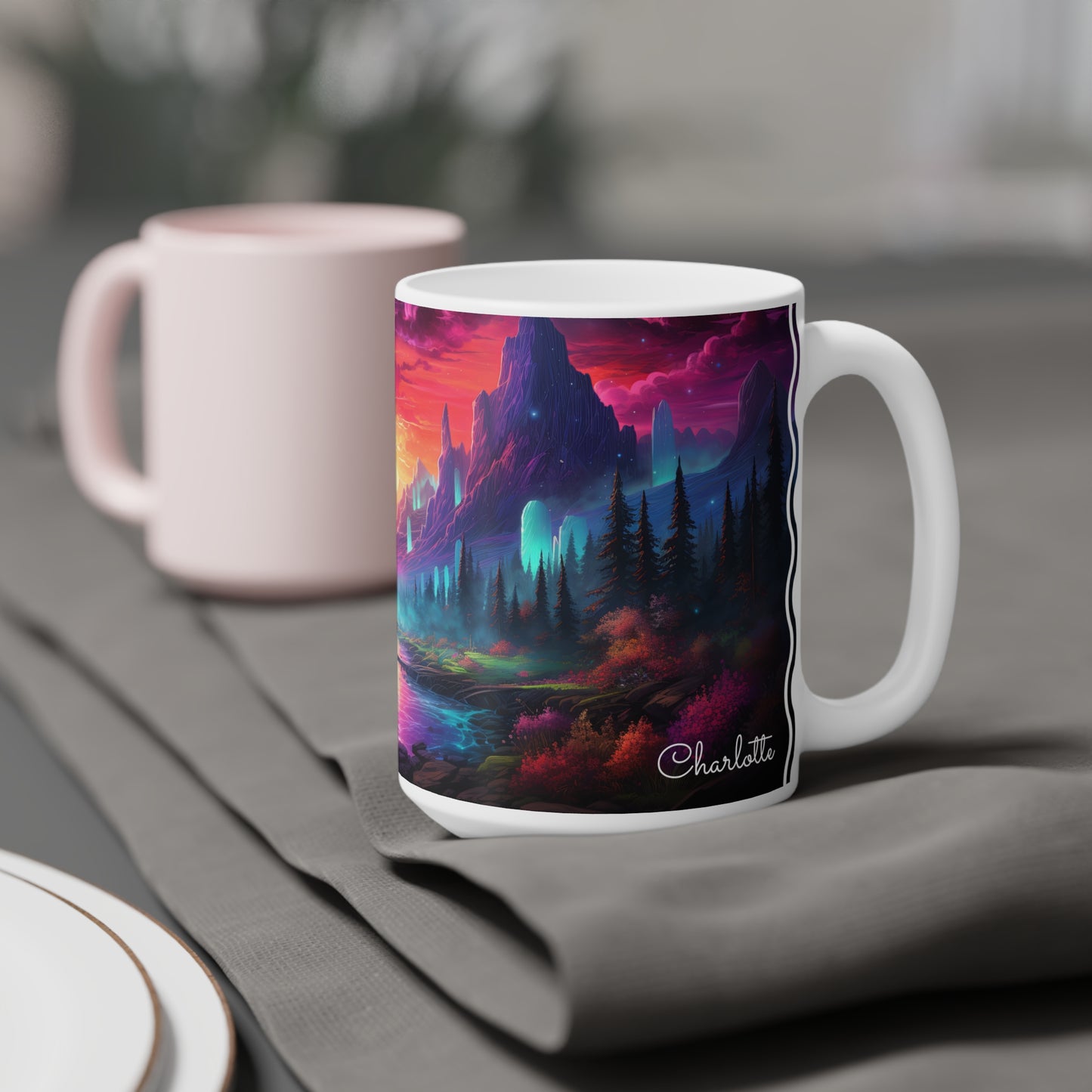 Ethereal Twilight Valley: Personalize It! Your Name, Your Font | Ceramic Mug (Small/Medium/Large)