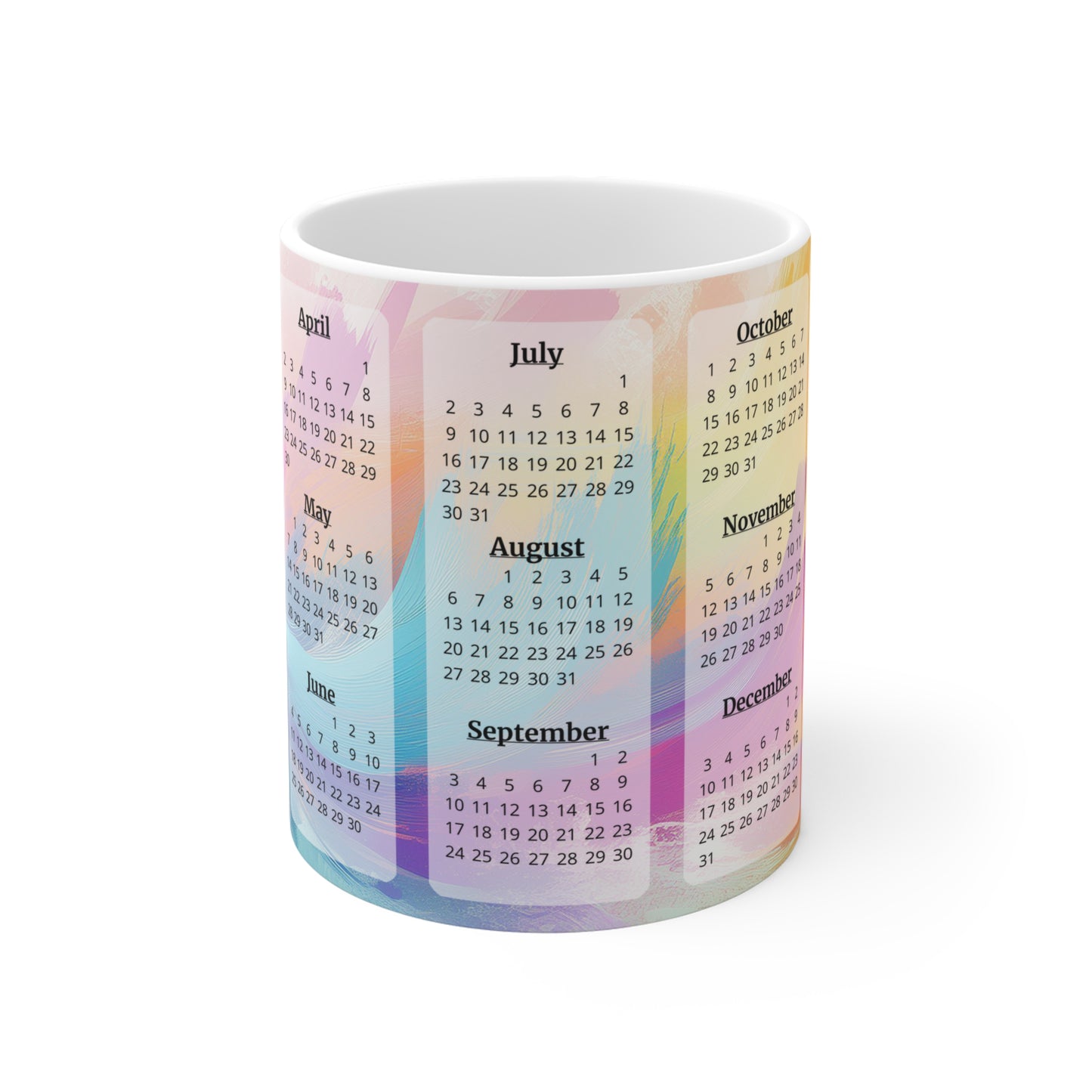 Palette of Pinks and Pastels · Calendar Mugs: 15-Year Calendar: 2023 to 2037 | Ceramic Mug (Small/Medium/Large).