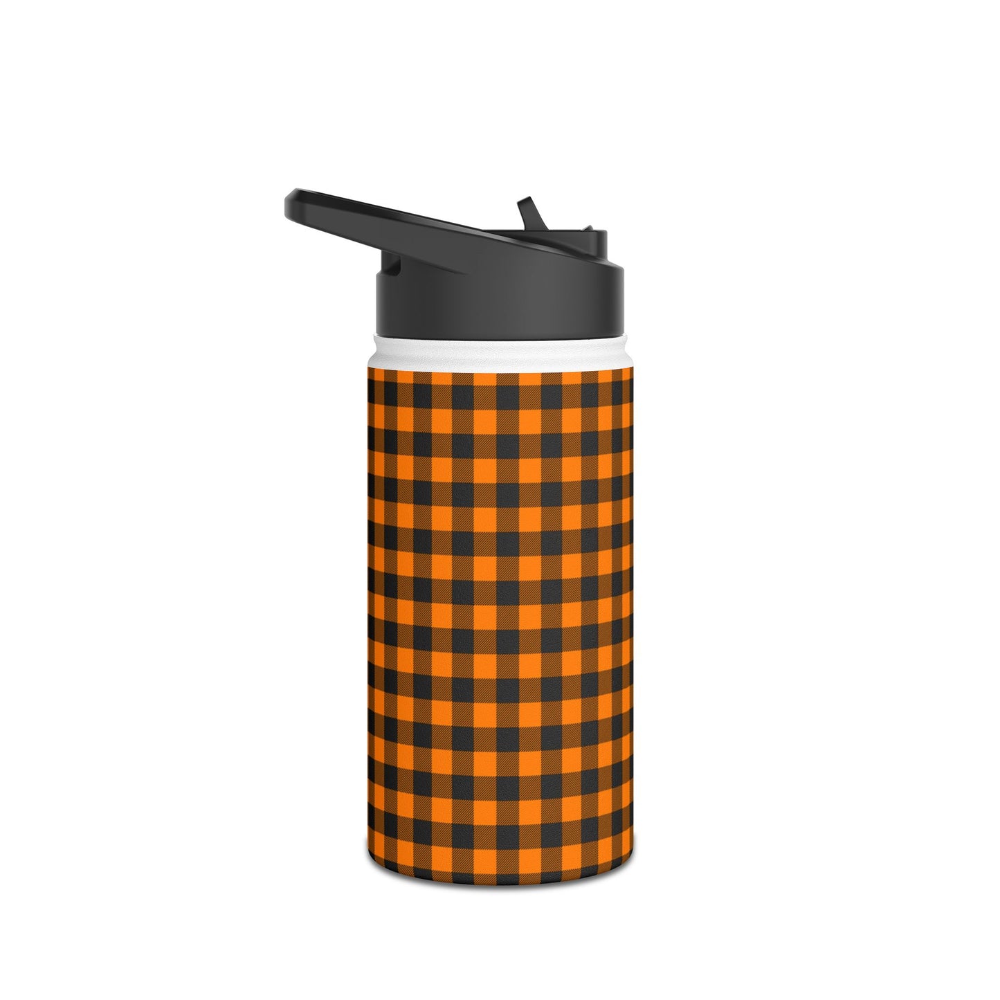 Black Orange Checks | Stainless Steel Water Bottle Standard Lid (Small/Medium)