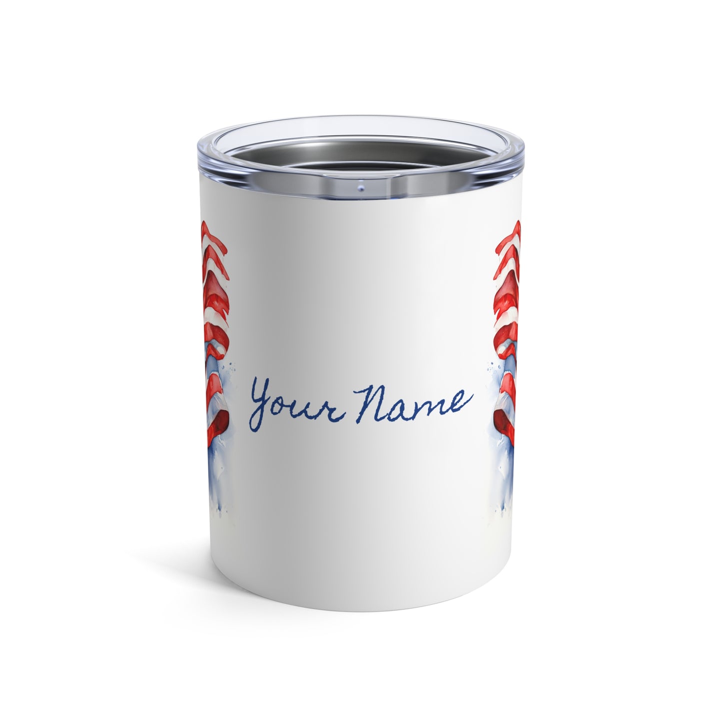 Watercolor American Flag In The Wind · Personalize It! Your Name and Font | Small Tumbler