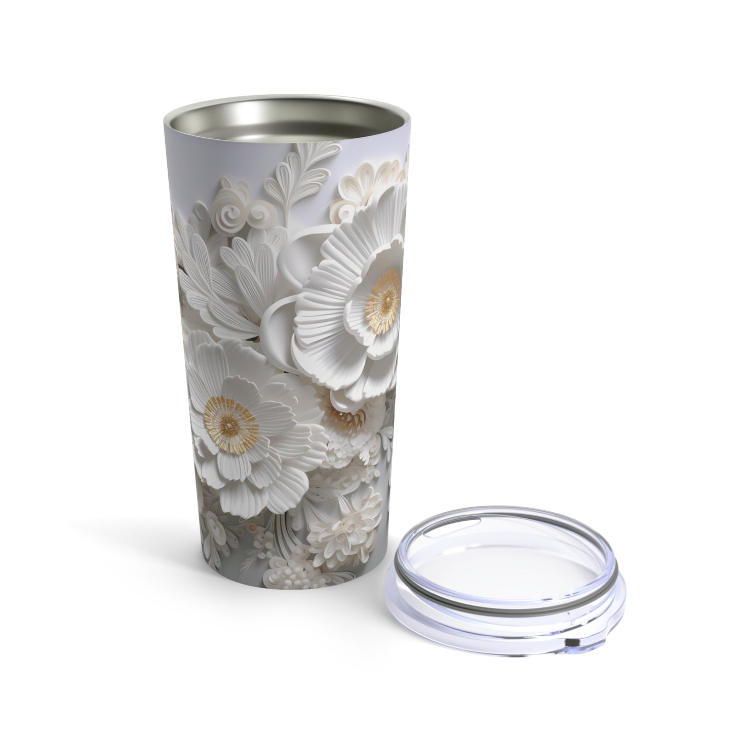 3D White Flowers | Tumbler