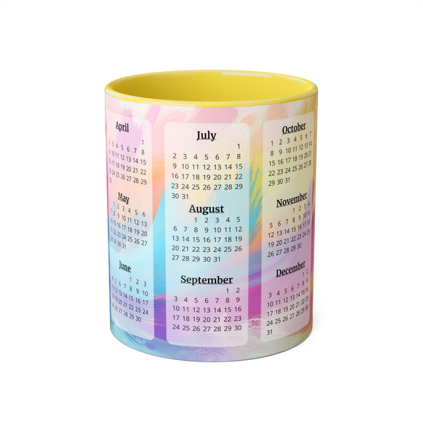 Palette of Pinks and Pastels, 15 Year Calendar 2023 to 2037, Accent Mug (Small) (Pink/Red/Yellow)