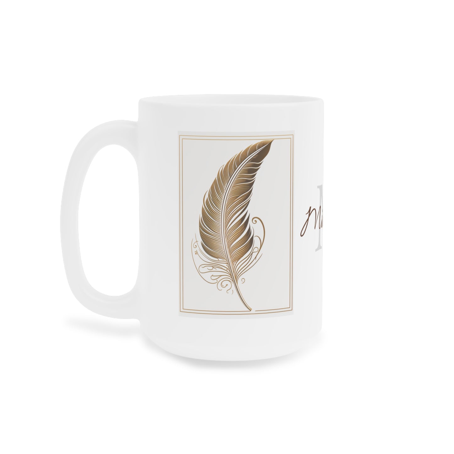 Golden Feather · Personalize It! Your Name | Ceramic Mug (Small/Medium/Large).