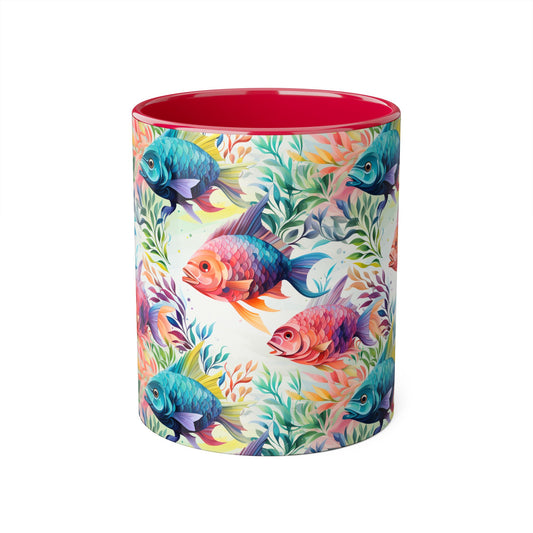 Fish Garden | Accent Mug (Small) (Light Green/Red/Yellow).