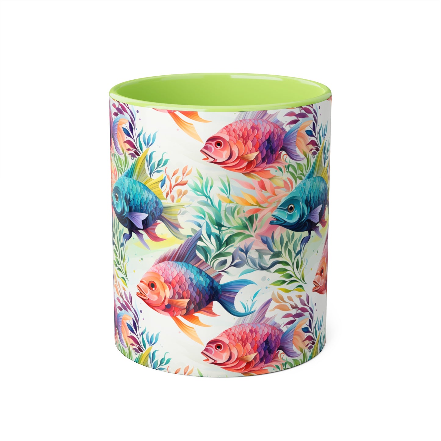 Fish Garden, Accent Mug (Small) (Light Green/Red/Yellow)